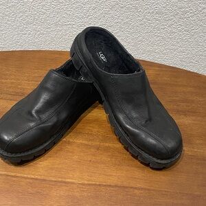 UGG Men's Black Leather Slip-On Loafers